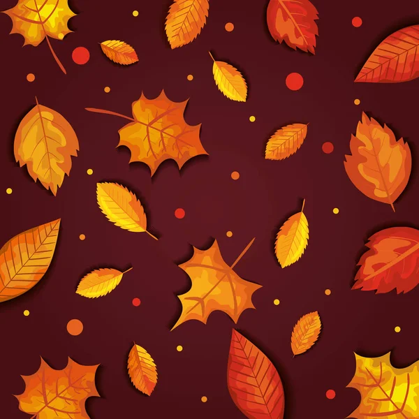 Patroon van de herfst met blaadjes — Stockvector