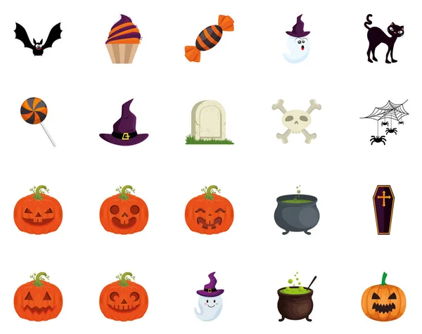 Paquete de Halloween con iconos de conjunto — Vector de stock