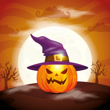 sahne cadılar bayramı cadı şapkalı kabak