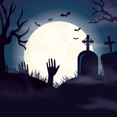 mezarlar ve eller zombi ile mezarlık