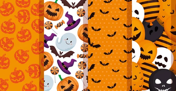 Set patterns of halloween decoration — Stock Vector