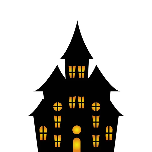 Haunted castle halloween isolated icon — Stock Vector