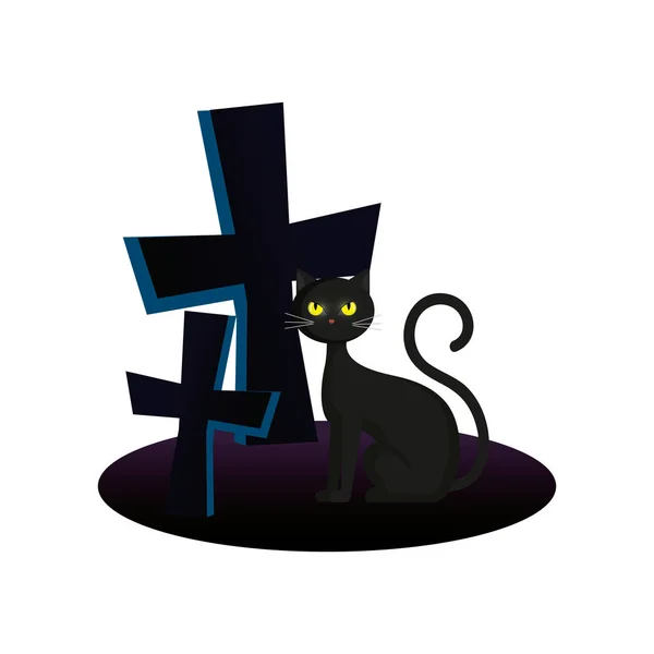 Кошка с крестами Хэллоуина — стоковый вектор