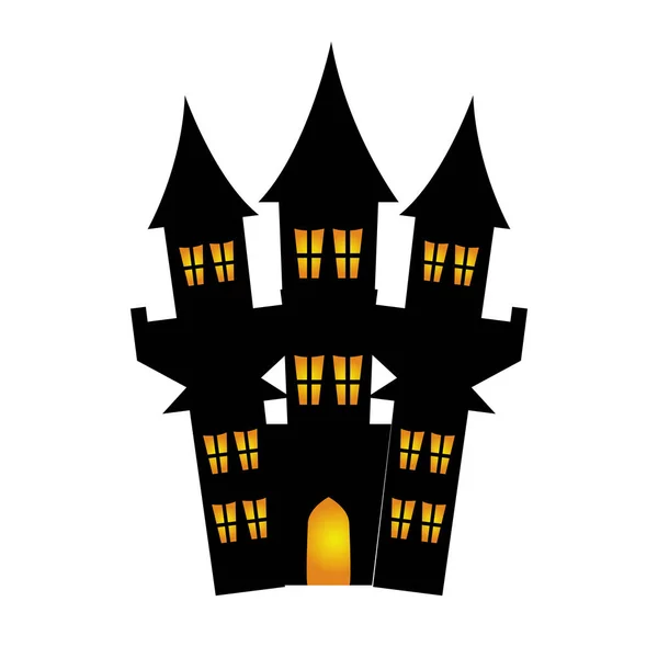 Château hanté Halloween icône isolée — Image vectorielle