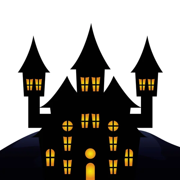 Haunted castle halloween isolated icon — Stock Vector