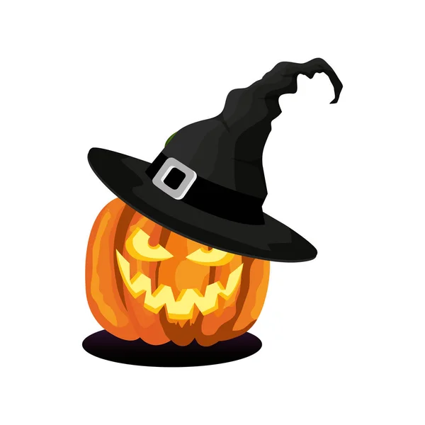Хэллоуин тыква с ведьмой шляпа — стоковый вектор