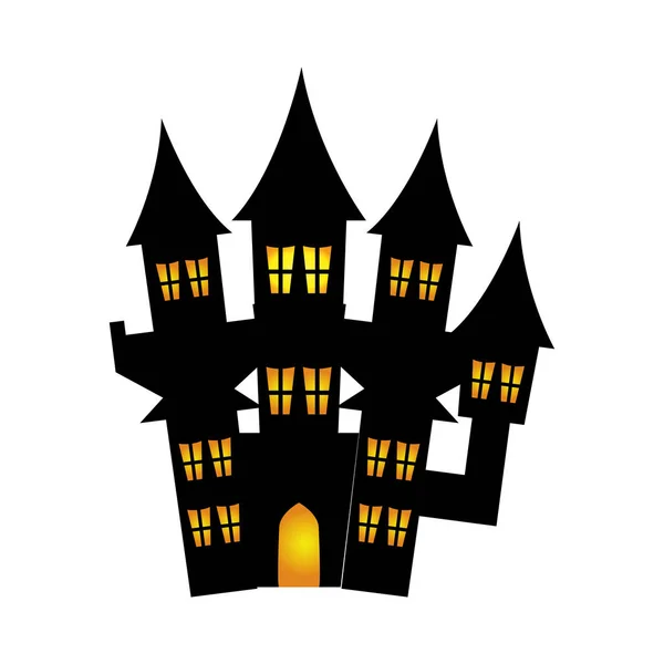 Castillo encantado halloween aislado icono — Archivo Imágenes Vectoriales