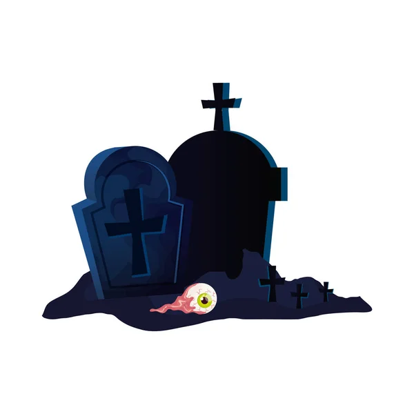 Göz korkutucu cadılar bayramı mezarları — Stok Vektör