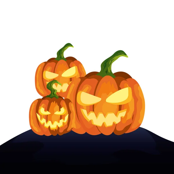 Halloween pumpkins traditional isolated icon — Stock Vector