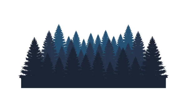 Set pine trees plant isolated icon — Stock Vector