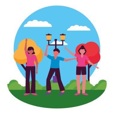 İzole kadın ve erkek avatar tasarımı