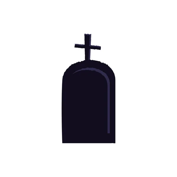 Halloween tomb of cemetery isolated icon — Stock Vector