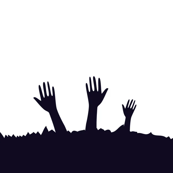 Manos de zombie para halloween — Vector de stock