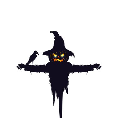 raven izole simgesi ile korkuluk halloween