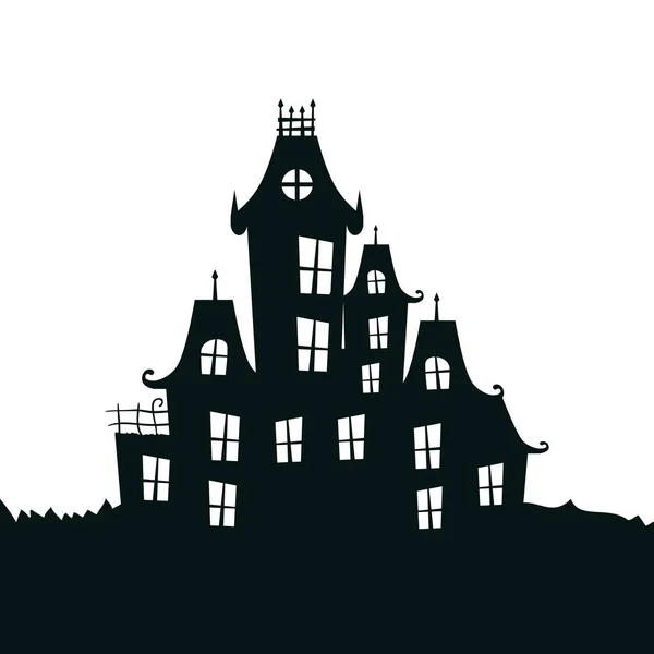 Château hanté Halloween icône isolée — Image vectorielle