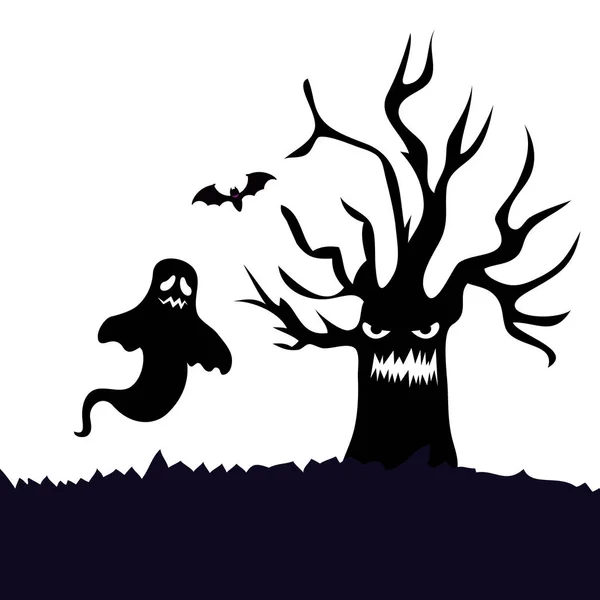 Преследуемое сухое дерево с призрачной изолированной иконой — стоковый вектор