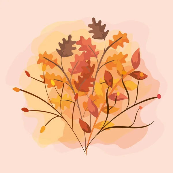 Ramas con hojas de otoño — Vector de stock