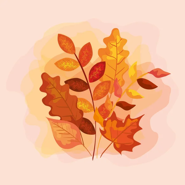 Ramas con hojas de otoño — Vector de stock