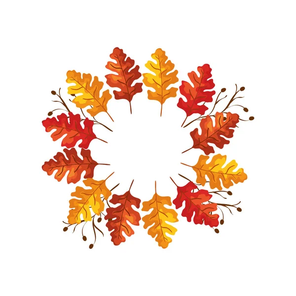 Marco circular de hojas de otoño — Vector de stock