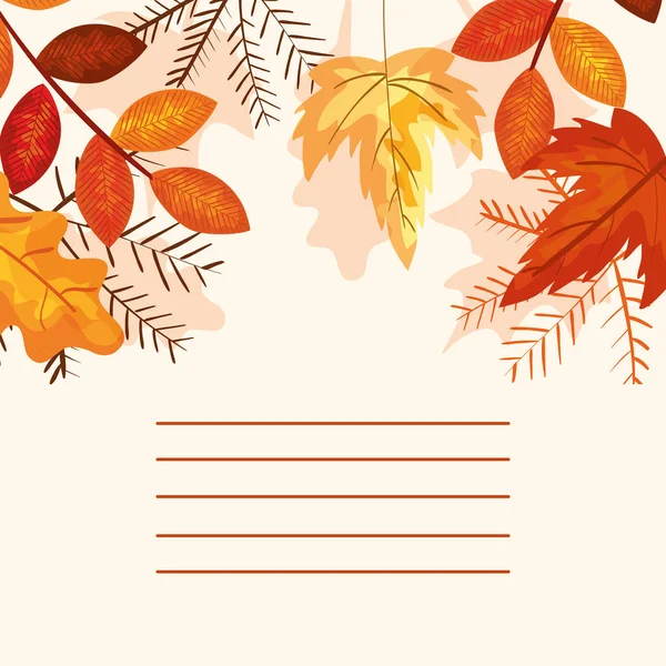 Tarjeta con hojas decoración otoño — Archivo Imágenes Vectoriales