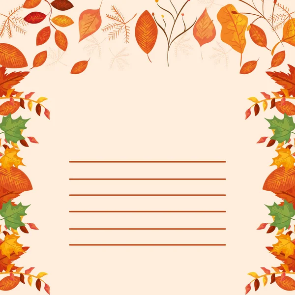 Tarjeta con hojas decoración otoño — Archivo Imágenes Vectoriales