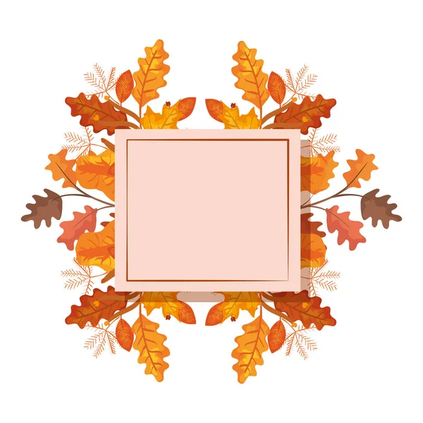 Квадратная рама с осенними листьями — стоковый вектор