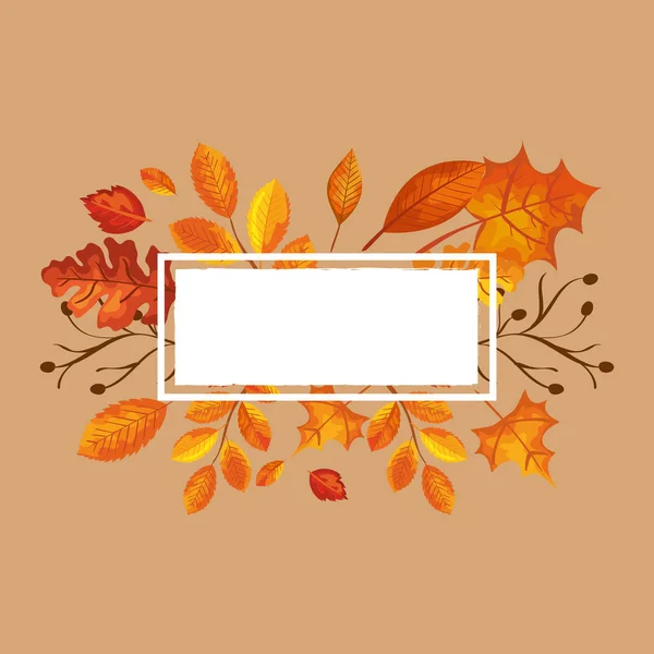 Frame decoration with leafs of autumn — Stock Vector