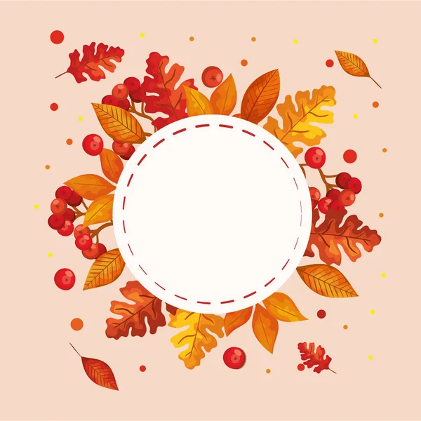 Cadre avec feuilles et fruits d'automne — Image vectorielle