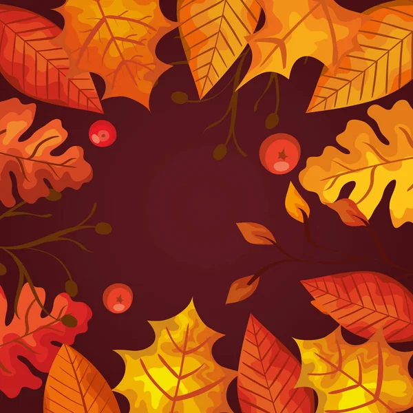 Fond de feuilles et de fruits automne — Image vectorielle