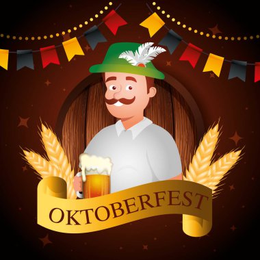 oktoberfest poster ve bira ile adam