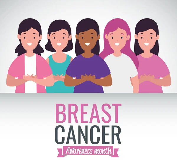 Diseño de campaña de concienciación cáncer de mama — Archivo Imágenes Vectoriales