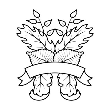 kurdele mevsimlik dekorasyon ile sonbahar yaprakyapraklar yeşillik