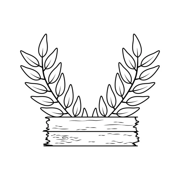 秋天枝叶和木标签装饰冠 — 图库矢量图片