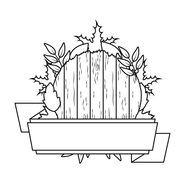 Outono armação de madeira circular com decoração de folhas — Vetor de Stock
