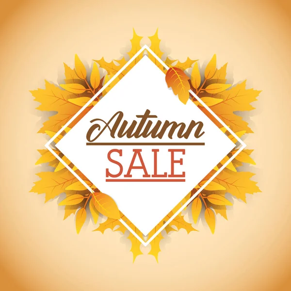 Autumn sale rhombus seasonal frame — Stock Vector