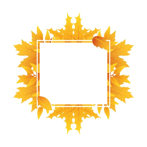 葉の装飾が付いている秋の正方形のフレーム — ストックベクタ