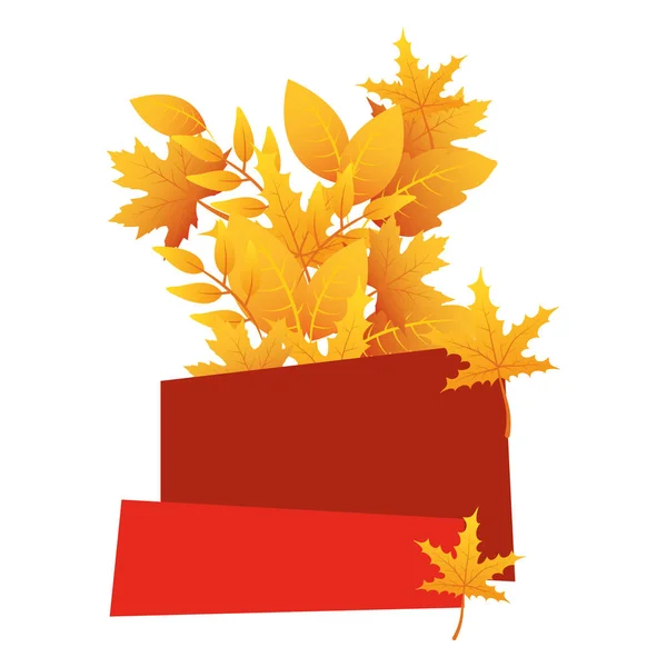 Herbstblätter Laub saisonal mit rotem Etikett — Stockvektor