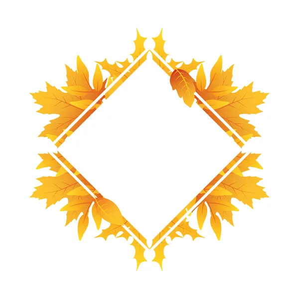 Marco cuadrado de otoño con decoración de hojas — Vector de stock