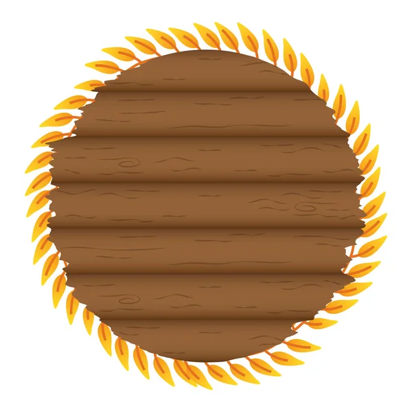 Осенний круглый деревянный каркас с листовым декором — стоковый вектор