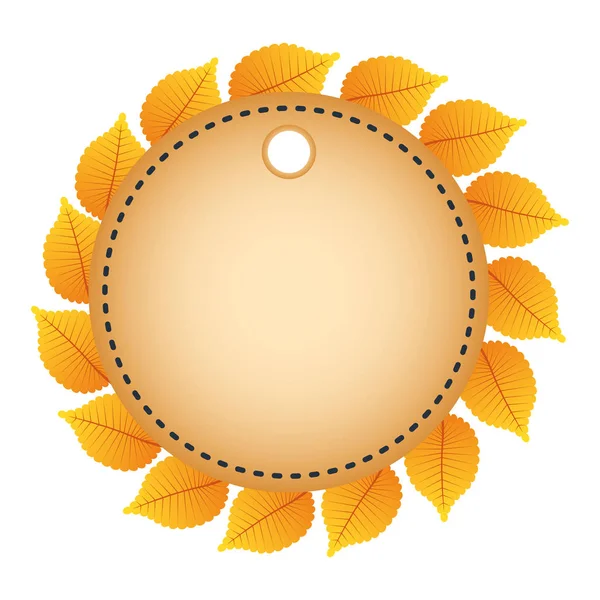 Marco circular de otoño con decoración de hojas — Vector de stock