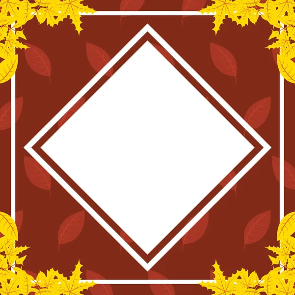 Herfst bladeren gebladerte Rhombus frame — Stockvector