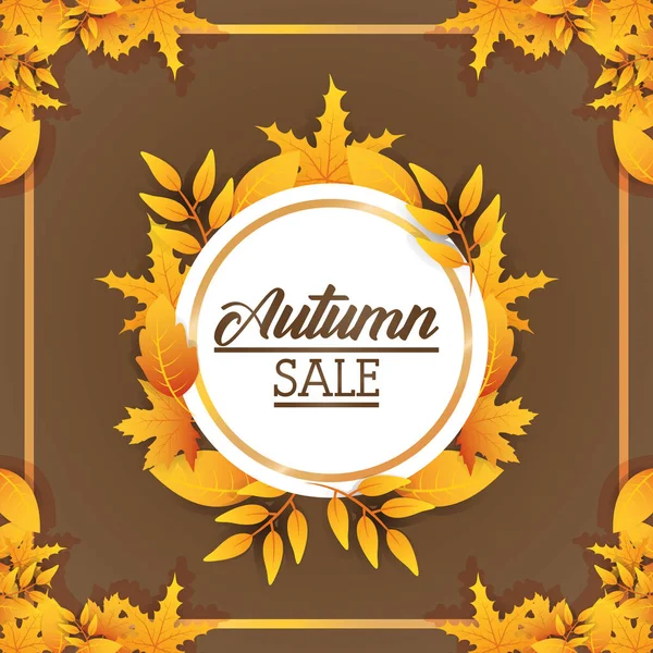 Autumn sale circular seasonal frame — Stock Vector