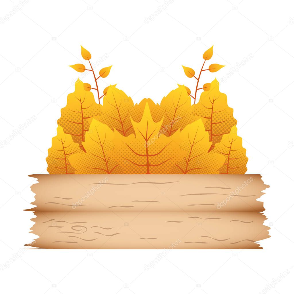 autumn branch with leafs and wooden label decorative crown