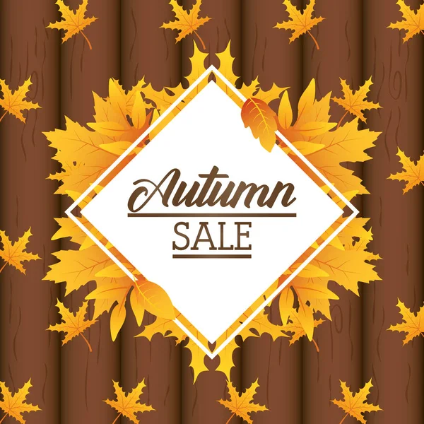 Autumn sale rhombus seasonal frame — Stock Vector