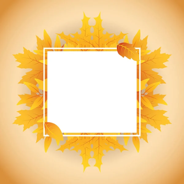 秋の葉の葉の正方形フレーム — ストックベクタ