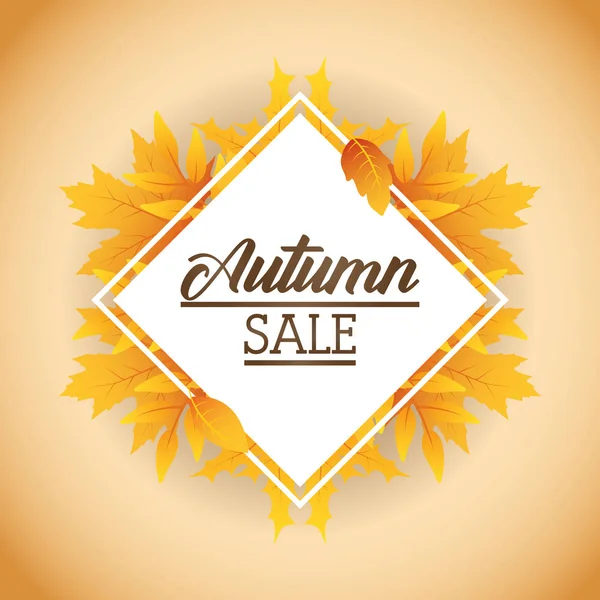 Autumn sale rhombus seasonal frame — Stock Vector