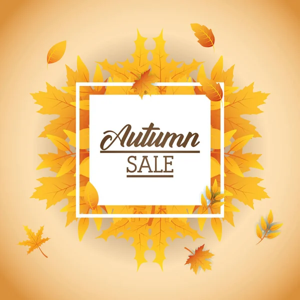 Autumn sale square seasonal frame — Stock Vector