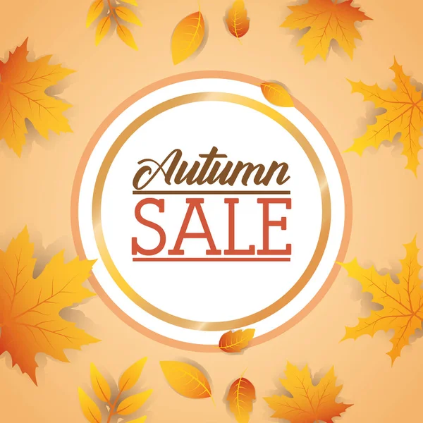 Autumn sale circular seasonal frame — Stock Vector