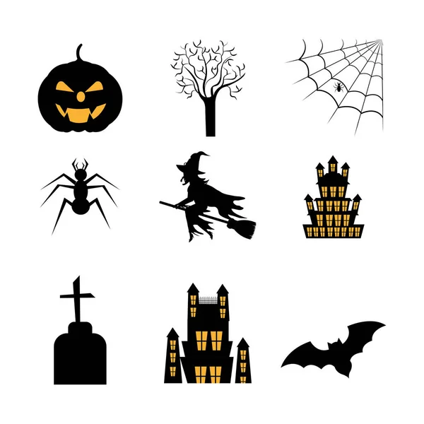 Paquete de Halloween con iconos de conjunto — Vector de stock