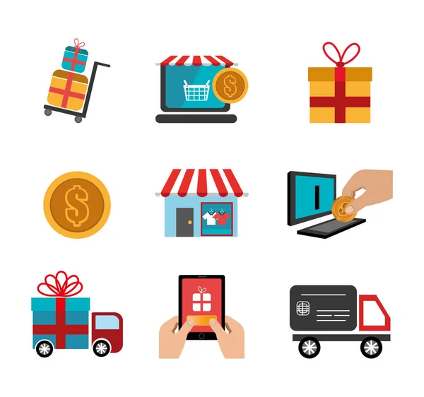 Bundle of ecommerce with set icons — Stock Vector